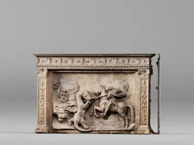 001638 Raw 3D Scan Bas Relief of Saint George Slaying the Dragon 3D model