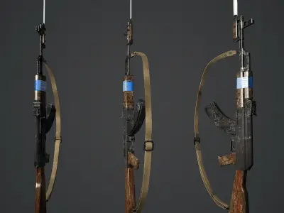 machine-gun-AK rifle 3D model