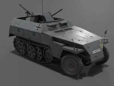 Sd Kfz 250-1 Neu Halftrack Armored Personnel Carrier  Low-poly 3D model