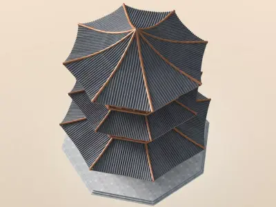 Chinese tower Low-poly 3D model