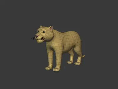 Cartoon Tiger - Leopard - Puma - Lioness Low-poly 3D model