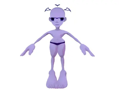 Zorgon - Blue Cave Monster with Big Eyes Low-poly 3D model