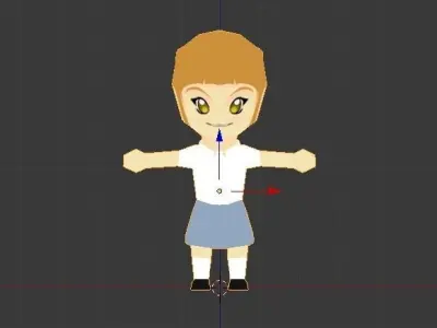 Girl char lowply Low-poly 3D model