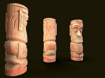 Stylized Wood Totem 1 Low-poly 3D model