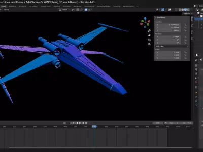 X-Wing Starfighter 3D Model Blender Low Poly and Game Ready Low-poly 3D model
