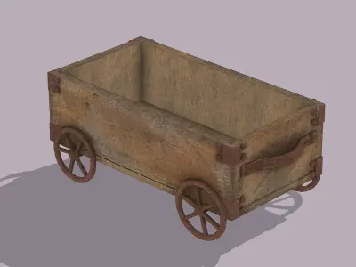 Rustic wooden cart Low-poly 3D model purchase