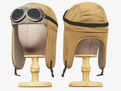 Aviator Hat with Goggles Pack Low-poly 3D model
