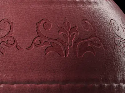 Leather Materials 18- Stitched leather panel Pbr 4k Seamless Low-poly 3D model