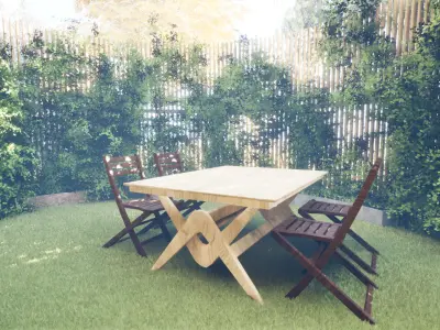 Private Round Pergolas in a forest  with Trees collection Low-poly 3D model