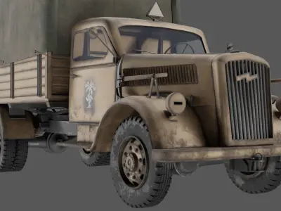 Opel Blitz WWII - Rigged with interior Low-poly 3D model