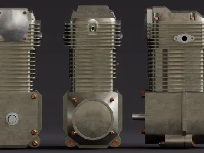 Realistic Engine - Internal Combustion Engine Low-poly 3D model