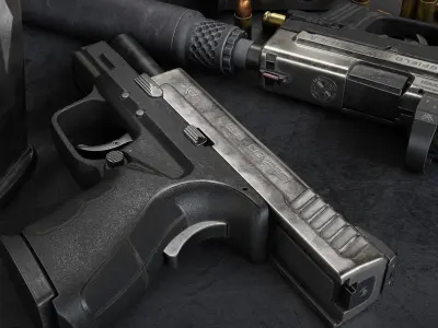 Custom Modified Springfield Handgun 3D model