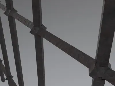 Metal Fence Low-poly 3D model