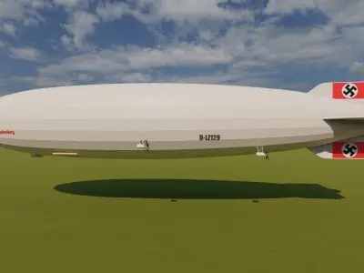 Hindenburg zeppelin with interior 3D model