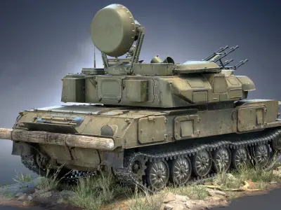 ZSU-23-4 Shilka Game Ready Low-poly 3D model