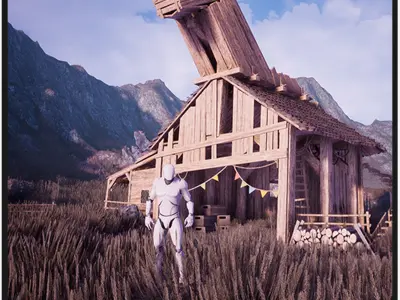 Modular Stables Environment 100 Assets Low-poly 3D model