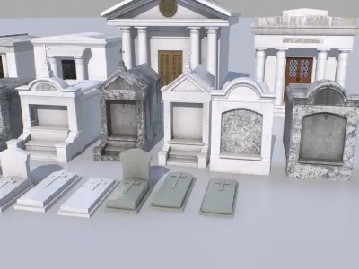 Mausoleums Tombs and Graves pack 3 Low-poly 3D model