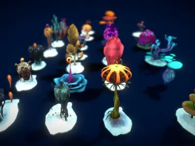 Cartoon Seaweed 12 Low-poly 3D model