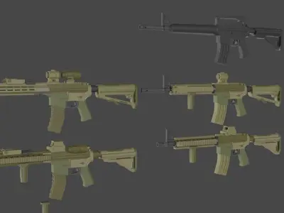 M4a1 rifle Low-poly 3D model