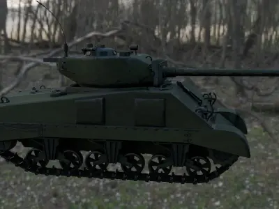 Sherman M4A2 76W Low-poly 3D model