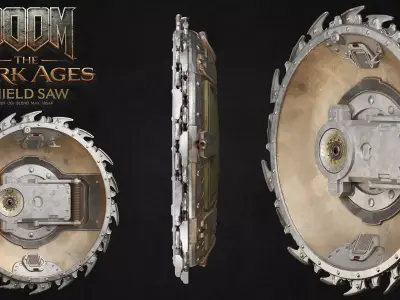 DOOM Inspired Weapon Pack Shield Saw and Combat Shotgun 3D Model 3D model