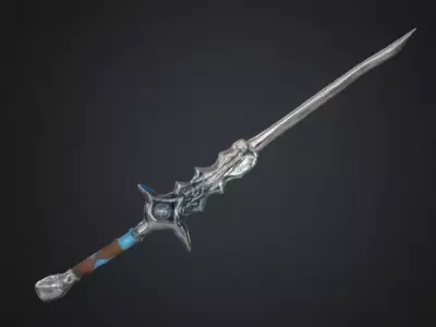 Stylized Fantasy Curved Sword - Low Poly Game Ready PBR Low-poly 3D model