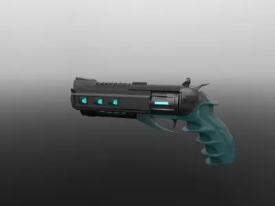 Sci-fi Gun with amo Low-poly 3D model