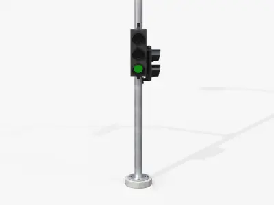 Traffic Light Pole Assembly - Multi-Signal with Street Light 3D model