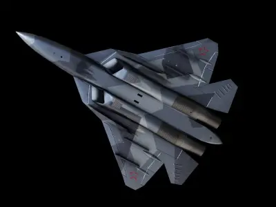 SU-57 Russian Strike Fighter Low-poly 3D model