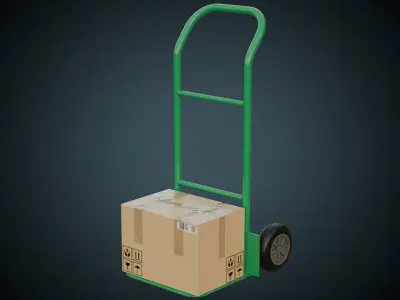 Hand Truck And Boxes 5A Low-poly 3D model