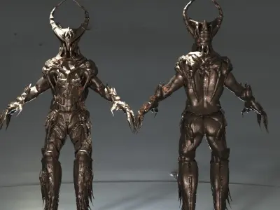 Clawed armor set full 3D model