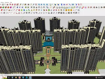 3D model of a city with lots of buildings 3D model