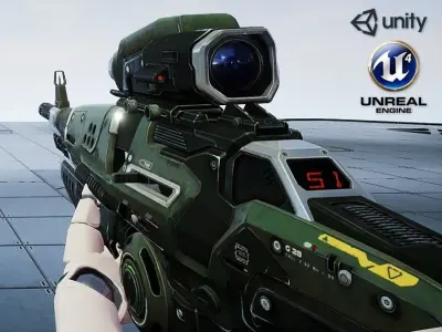 Sci-Fi Assault Rifle - game model Low-poly 3D model