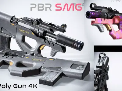 Sci-fi SMG Nerfed Kaku Peter Edition Low-poly 3D model