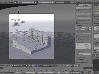 City street home and car Low-poly 3D model