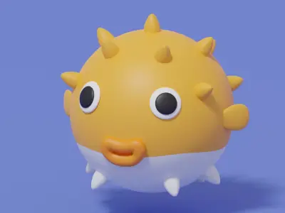 Cartoon Puffer Fish 3D model
