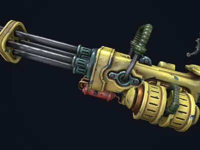 Steampunk minigun Low-poly 3D model