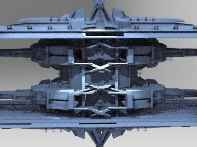 cyberpunk AsianTower Castle ruin 2 3D model