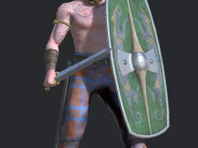 Greid celtic warrior Low-poly 3D model