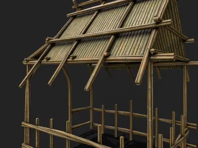 Bamboo Shelter 6 Low-poly 3D model