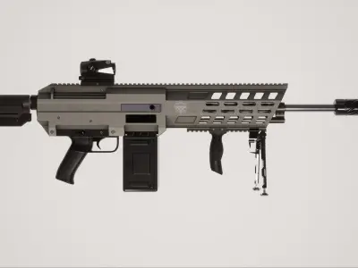 Machine Gun 1 Low-poly 3D model