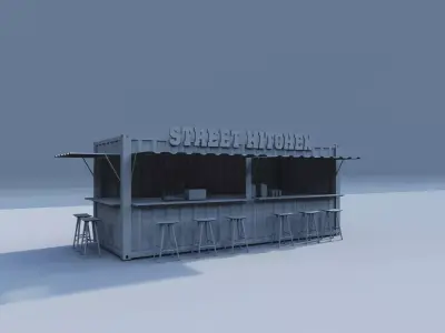 Modern Container Food Kiosk Low-poly 3D model