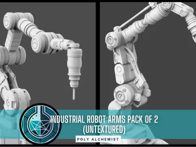 Industrial Robot Arms Pack Of 2 -Untextured 3D model