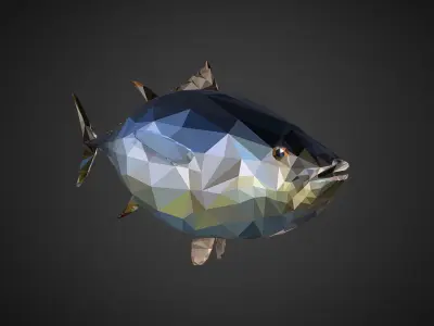 Tuna Low Polygon Art Ocean Fish Low-poly 3D model