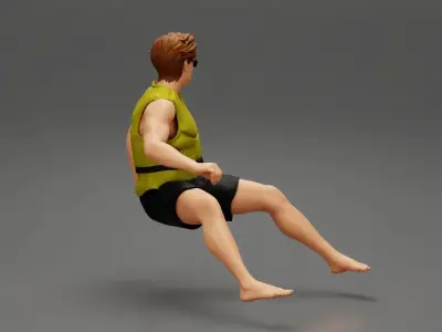 Man in a rafting outfit riding a jet ski 3D print model