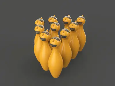 Cartoon Tiger Bowling And Ball Bowling Low-poly 3D model