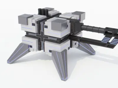 Sci-Fi Cannons 2-Pack Low-poly 3D model