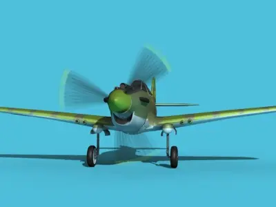 Curtiss P-40B Warhawk V12 USAAF 3D model