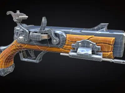 Stylized Musket Low-poly  Low-poly 3D model