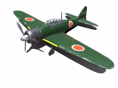 Mitsubishi A6M Zero WW2 Japan Fighter Plane Low-poly 3D model
